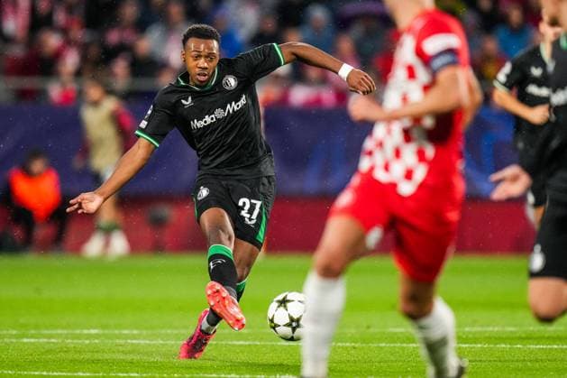 UEFA Champions League: Girona FC v Feyenoord Girona - Antoni Milambo of Feyenoord during the second round of new format of the UEFA Champions League 2024 2025. The match is set between Girona FC and Feyenoord at Estadi Montilivi on 2 October 2024 in Girona, Spain. Copyright: xYannickxVerhoevenx