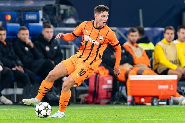 2024-10-02 FC Shakhtar Donetsk v Atalanta BC - UEFA Champions League 2024 25 League Phase MD2 GELSENKIRCHEN, GERMANY - OCTOBER 2: Georgiy Sudakov of FC Shakhtar Donetsk in action during the UEFA Champions League 2024 25 League Phase MD2 match between FC Shakhtar Donetsk and Atalanta BC at Arena AufSchalke on October 2, 2024 in Gelsenkirchen, Germany. (Photo by Joris Verwijst BSR Agency) Gelsenkirchen Germany Content not available for redistribution in The Netherlands directly or indirectly through any third parties. Copyright: xBSRxAgencyx