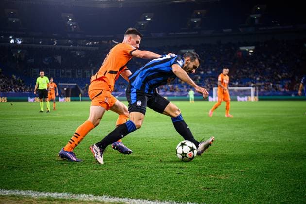 GELSENKIRCHEN, GERMANY - 2 OCTOBER, 2024: The UEFA Champions League match between FC Shakhtar Donetsk vs Atalanta BC Bergamo at Veltins Arena  Copyright: xVItaliixKliuievx