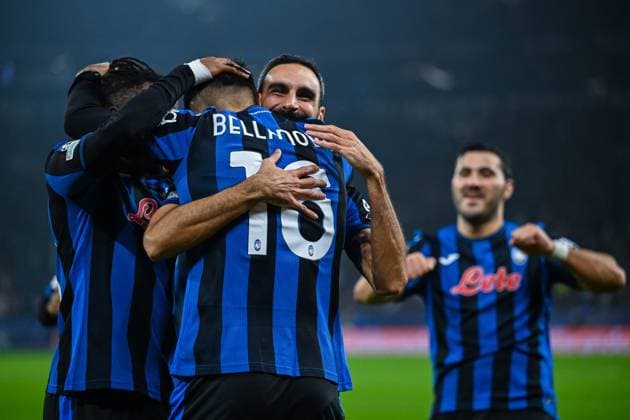 02 10 2024, Football, Champions League, Matchday 2, Season 2024 2025, Shakhtar Donetsk Atalanta Bergamo, Raoul Bellanova Atalanta Bergamo celebrates the goal for 3 0 xRHR PHOTO TKx Copyright: RHR-FOTOx RHR-FOTO TK