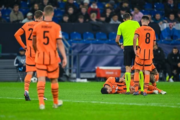 02 10 2024, Football, Champions League, Matchday 2, Season 2024 2025, Shakhtar Donetsk Atalanta Bergamo, Taras Stepanenko Shakhtar Donetsk has to be substituted due to injury, xRHR PHOTO TKx Copyright: RHR-FOTOx RHR-FOTO TK