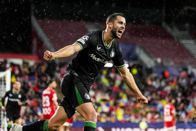 UEFA Champions League: Girona FC v Feyenoord Girona - David Hancko of Feyenoord during the second round of new format of the UEFA Champions League 2024 2025. The match is set between Girona FC and Feyenoord at Estadi Montilivi on 2 October 2024 in Girona, Spain. Copyright: xTomxBodex