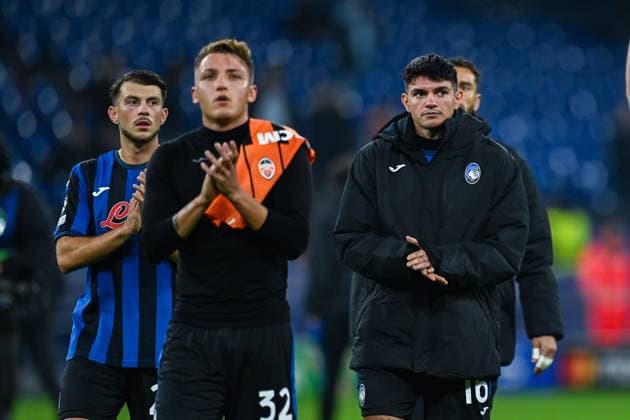 02 10 2024, Football, Champions League, Matchday 2, Season 2024 2025, Shakhtar Donetsk Atalanta Bergamo, Lazar Samardzic Atalanta Bergamo , Mateo Retegui Atalanta Bergamo , Raoul Bellanova Atalanta Bergamo , xRHR PHOTO TKx Copyright: RHR-FOTOx RHR-FOTO TK