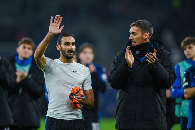 02 10 2024, Football, Champions League, Matchday 2, Season 2024 2025, Shakhtar Donetsk Atalanta Bergamo, Davide Zappacosta Atalanta Bergamo , Goalkeeper Francesco Rossi Atalanta Bergamo , xRHR PHOTO TKx Copyright: RHR-FOTOx RHR-FOTO TK