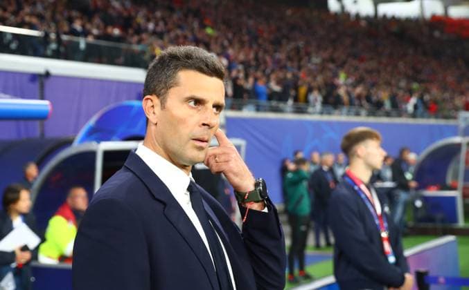 RB Leipzig Juventus Turin Champions League Leipzig, 02 10 2024, Red Bull Arena, Football, UEFA Champions League, Matchday 2 , RB LEIPZIG vs JUVENTUS FC TURIN , In the picture Coach Thiago Motta JUVENTUS TURIN , Picture Point
