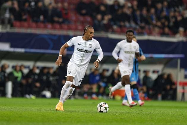 SOCCER - UEFA CL, Sturm vs Brugge KLAGENFURT,AUSTRIA,02.OCT.24 - SOCCER - UEFA Champions League, SK Sturm Graz vs Club Brugge. Image shows Emanuel Aiwu (Sturm).  GEPAxpictures xMatthiasxTrinkl