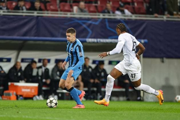 SOCCER - UEFA CL, Sturm vs Brugge KLAGENFURT,AUSTRIA,02.OCT.24 - SOCCER - UEFA Champions League, SK Sturm Graz vs Club Brugge. Image shows Emanuel Aiwu (Sturm).  GEPAxpictures xMatthiasxTrinkl