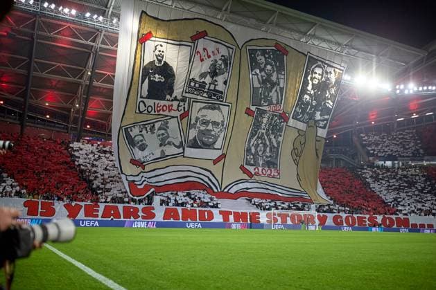 02 10 2024, Football, Men, Champions League, League phase, 2024 2025, Matchday 2, RB Leipzig Juventus Turin Choreo before the match Leipzig Red Bull Arena Saxony Germany