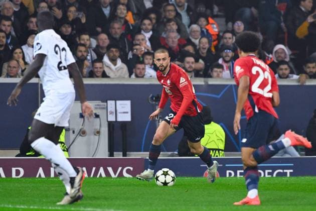 Edon ZHEGROVA ( 23 - Lille ) during the UEFA Champions League match between Lille OSC and Real Madrid CF at Stade Pierre Mauroy on October 02, 2024 in Lille, France. ( Photo by federico pestellini panoramic ) - FOOTBALL : Lille vs Real Madrid - Ligue des Champions - 02 10 2024 FedericoPestellini Panoramic 