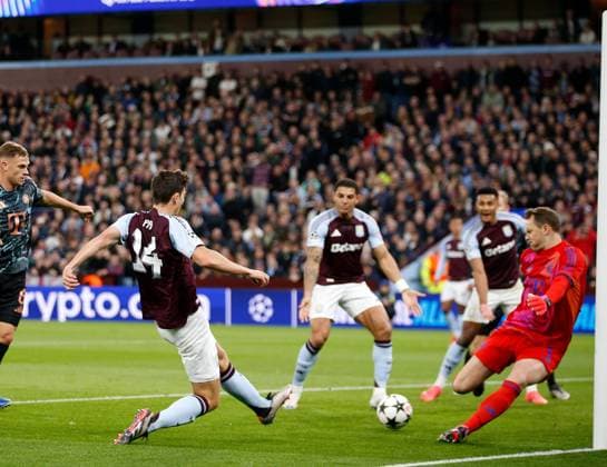 Pau Torres scores what he thought was the opening goal for Aston Villa but it was ruled out by VAR Aston Villa v Bayern Munich, Football, UEFA Champions League, Villa Park, Birmingham, UK - 02 10 2024 Editorial use only  Copyright: xMattxImpey Shutterstockx 14752829an