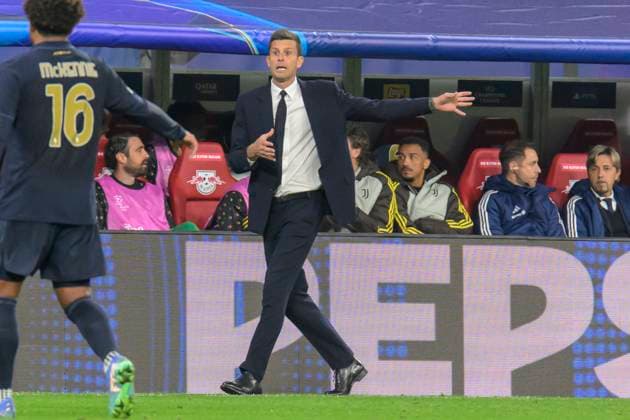 GER, Saxony, Leipzig, RB Leipzig vs Juventus Turin, Champions League, CHL, UCL, Matchday, Season 2024 2025, RB Arena, f l in picture Thiago Motta Juventus Turin, Coach , sad, depressed, angry, 02 10 2024, Copyright: HMBxMedia UwexKoch