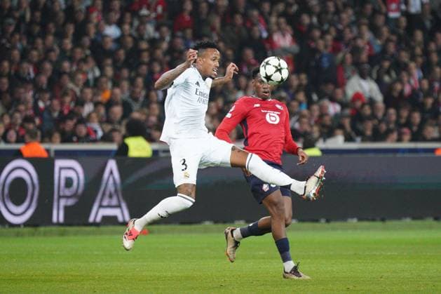 Eder Militao of Real Madrid Lille v Real Madrid, UEFA Champions League, Group Stage, Football, Pierre Mauroy Stadium, Lille, France, 02 Oct 2024 EDITORIAL USE ONLY No use with unauthorised audio, video, data, fixture lists, club league logos or live services. Online in-match use limited to 120 images, no video emulation. No use in betting, games or single club league player publications. Copyright: xDavexWinter Shutterstockx 14750773ao