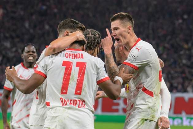 GER, Saxony, Leipzig, RB Leipzig vs Juventus Turin, Champions League, CHL, UCL, Matchday, Season 2024 2025, RB Arena, f l in picture Benjamin Sesko RB Leipzig 30 , celebrates his goal, goal, hit, cheer, goal celebration, joy, enthusiasm, celebrates, to 1 0, 02 10 2024, Copyright: HMBxMedia UwexKoch