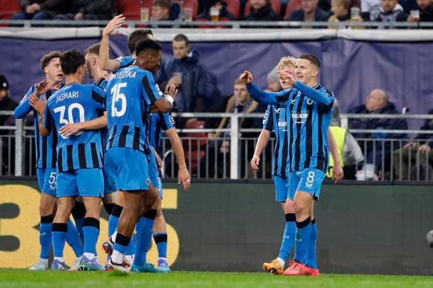 Sturm Graz v Club Brugge - UEFA Champions League KLAGENFURT, AUSTRIA - OCTOBER 02 : Tzolis Christos forward of Club Brugge celebrates scoring a goal during the UEFA Champions League phase matchday 2 match between Sturm Graz and Club Brugge at the Worthersee Stadion on October 2, 2024 in Klagenfurt, Austria, 02 10 2024 Klagenfurt Austria  Copyright: xJanxDexMeuleneirx