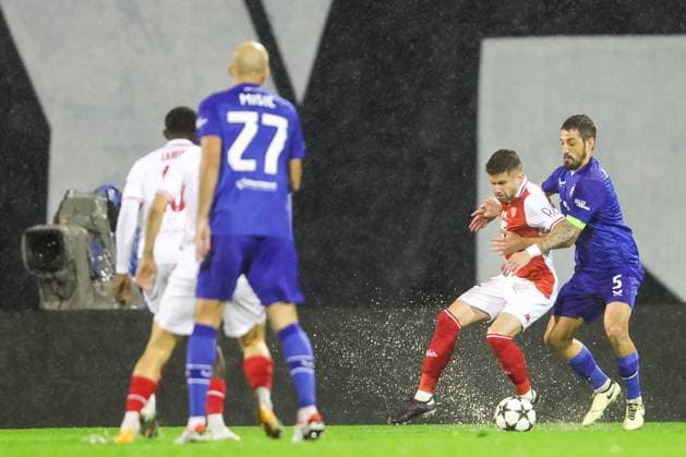 GNK Dinamo v AS Monaco - UEFA Champions League 2024 25 League Phase MD2 ZAGREB, CROATIA - OCTOBER 2: Caio Henrique of Monaco in action against Arijan Ademi of Dinamo Zagreb during UEFA Champions League 2024 25 League Phase MD2 match between GNK Dinamo v AS Monaco at Maksimir Stadion on October 2, 2024 in Zagreb, Croatia.  LukaxStanzl PIXSELL