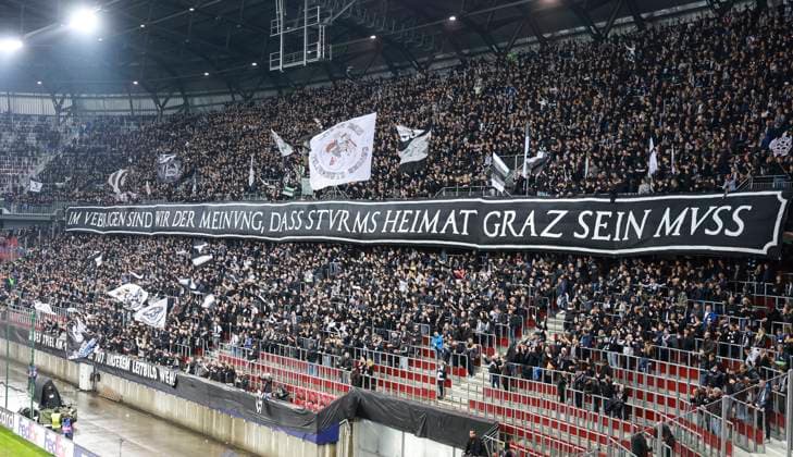 SOCCER - UEFA CL, Sturm vs Brugge KLAGENFURT,AUSTRIA,02.OCT.24 - SOCCER - UEFA Champions League, SK Sturm Graz vs Club Brugge. Image shows fans of SK Sturm Graz.  GEPAxpictures xWolfgangxGrebien