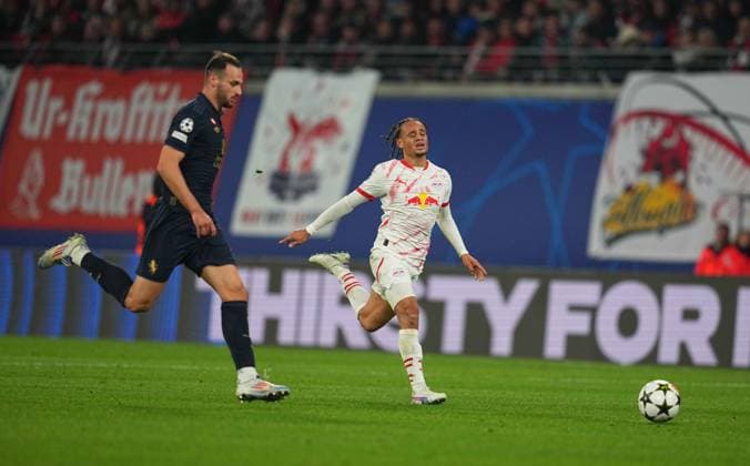 October 02 2024: Xavi Simons of Leipzig during a Champions League Group Phase day 2 game, RB Leipzig vs Juventus, at Red Bull Arena, Leipzig, Germany. CSM Leipzig Germany - ZUMAc04_ 20241002_zma_c04_010 Copyright: xUlrikxPedersenx