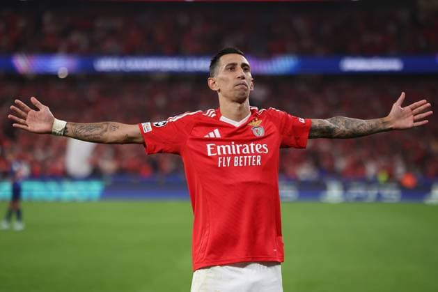 Portugal, Lisbon 2 October 2024 Uefa Champions League phase 2024 25 Matchday 2, S L Benfica Atletico de Madrid v l , Angel di Maria S L Benfica Torjubel, Goal celebration, celebrate the goal Copyright: JoaquimxFerreira