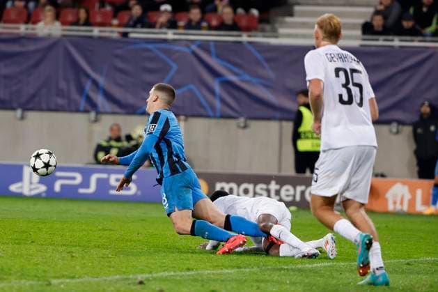 Sturm Graz v Club Brugge - UEFA Champions League KLAGENFURT, AUSTRIA - OCTOBER 02 : Tzolis Christos forward of Club Brugge pictured during the UEFA Champions League phase matchday 2 match between Sturm Graz and Club Brugge at the Worthersee Stadion on October 2, 2024 in Klagenfurt, Austria, 02 10 2024 Klagenfurt Austria  Copyright: xJanxDexMeuleneirx
