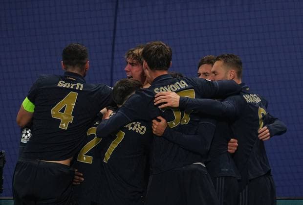 October 02 2024: DuAÂ¡an VlahoviÄ¡ of Juventus celebrates the teams first goal during a Champions League Group Phase day 2 game, RB Leipzig vs Juventus, at Red Bull Arena, Leipzig, Germany. CSM Leipzig Germany - ZUMAc04_ 20241002_zma_c04_022 Copyright: xUlrikxPedersenx