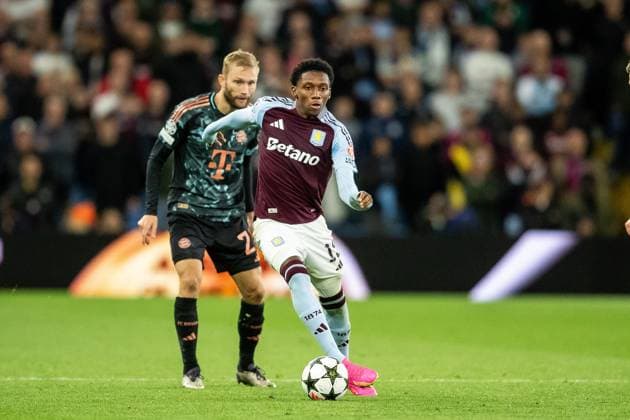 Aston Villa v Bayern Munich Champions League 02 10 2024. Aston Villa midfielder Jaden Philogene-Bidace (19) runs forward during the Champions League match between Aston Villa and Bayern Munich at Villa Park, Birmingham, England on 2 October 2024. Birmingham Villa Park West Midlands England Editorial use only , Copyright: xManjitxNarotrax PSI-20544-0029