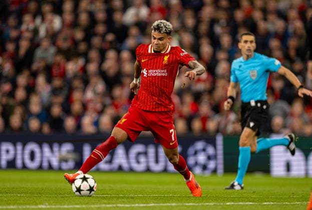 Football - UEFA Champions League - League Phase - Liverpool FC v Bologna FC 1909 LIVERPOOL, ENGLAND - Wednesday, October 2, 2024: Liverpool s Luis Diaz during the UEFA Champions League game between Liverpool FC and Bologna FC 1909 at Anfield. (Photo by David Rawcliffe Propaganda) LIVERPOOL Anfield MERSEYSIDE ENGLAND  Copyright: xDavidxRawcliffex P2024-10-02-Liverpool_Bologna-43