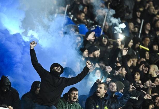 GNK Dinamo v AS Monaco - UEFA Champions League 2024 25 League Phase MD2 ZAGREB, CROATIA - OCTOBER 2: Fans lit flares on the stands during UEFA Champions League 2024 25 League Phase MD2 match between GNK Dinamo v AS Monaco at Maksimir Stadion on October 2, 2024 in Zagreb, Croatia.  MarkoxLukunic PIXSELL