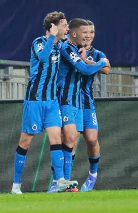 SOCCER - UEFA CL, Sturm vs Brugge KLAGENFURT,AUSTRIA,02.OCT.24 - SOCCER - UEFA Champions League, SK Sturm Graz vs Club Brugge. Image shows the rejoicing of Christos Tzolis (Club Brügge).  GEPAxpictures xWolfgangxGrebien