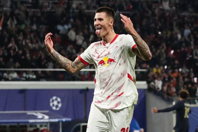 Goal celebration goal scorer Benjamin Sesko RB Leipzig,30 scores to 1 0 Champions League league phase season 2024 2025 RB Leipzig vs Juventus Turin at the Red Bull Arena in Leipzig action,football,Germany,man,men,02 10 2024