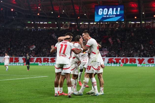 Goal celebration goal scorer Benjamin Sesko RB Leipzig,30 scores to 1 0 Champions League league phase season 2024 2025 RB Leipzig vs Juventus Turin at the Red Bull Arena in Leipzig action,football,Germany,man,men,02 10 2024