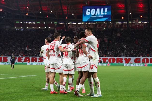 Goal celebration goal scorer Benjamin Sesko RB Leipzig,30 scores to 1 0 Champions League league phase season 2024 2025 RB Leipzig vs Juventus Turin at the Red Bull Arena in Leipzig action,football,Germany,man,men,02 10 2024