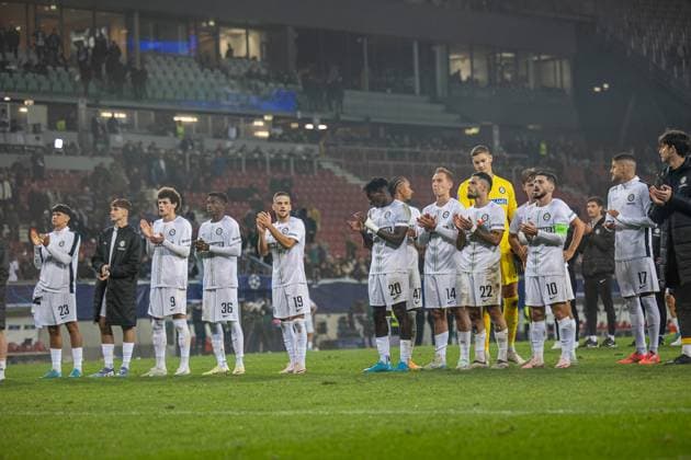 SOCCER - UEFA CL, Sturm vs Brugge KLAGENFURT,AUSTRIA,02.OCT.24 - SOCCER - UEFA Champions League, SK Sturm Graz vs Club Brugge. Image shows SK Sturm Graz.  GEPAxpictures xMatthiasxTrinkl