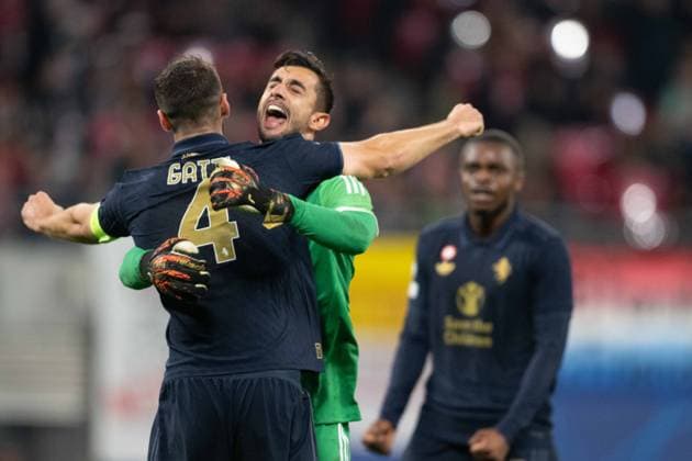 Juventus Turin players a winning match celebrate during UEFA Champions league match, RB Leipzig - Juventus Turin , 01. october 2024 Copyright: xMICHALxFAJT,ZOSPORTU.SKx DSC_4829