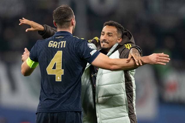Juventus Turin players a winning match celebrate during UEFA Champions league match, RB Leipzig - Juventus Turin , 01. october 2024 Copyright: xMICHALxFAJT,ZOSPORTU.SKx DSC_4999