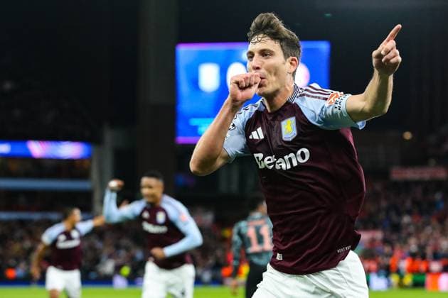 UEFA Champions League League Stage Aston Villa v Bayern Munich Pau Torres of Aston Villa celebrates his goal to make it 1-0 which is later ruled out for offside during the UEFA Champions League League Stage match Aston Villa vs Bayern Munich at Villa Park, Birmingham, United Kingdom, 2nd October 2024 (Photo by Gareth Evans News Images) Birmingham Villa Park West Midlands United Kingdom Copyright: xGarethxEvans NewsxImagesx
