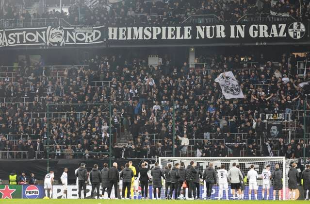 SOCCER - UEFA CL, Sturm vs Brugge KLAGENFURT,AUSTRIA,02.OCT.24 - SOCCER - UEFA Champions League, SK Sturm Graz vs Club Brugge. Image shows fans of SK Sturm Graz.  GEPAxpictures xWolfgangxGrebien