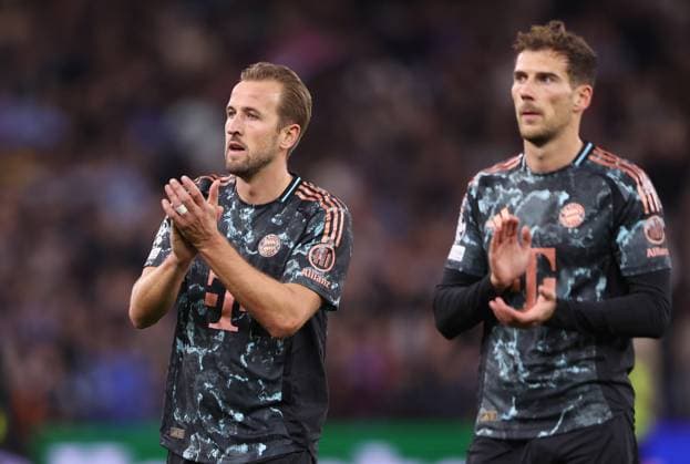 Birmingham, England, 2nd October 2024. Harry Kane of Bayern Munich applauds the fans after the UEFA Champions League match at Villa Park, Birmingham. Picture credit should read: Cameron Smith Sportimage EDITORIAL USE ONLY. No use with unauthorised audio, video, data, fixture lists, club league logos or live services. Online in-match use limited to 120 images, no video emulation. No use in betting, games or single club league player publications. SPI-3354-0066