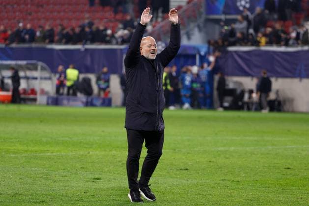 Sturm Graz v Club Brugge - UEFA Champions League KLAGENFURT, AUSTRIA - OCTOBER 02 : Verhaeghe Bart president of Club Brugge celebrates the win pictured during the UEFA Champions League phase matchday 2 match between Sturm Graz and Club Brugge at the Worthersee Stadion on October 2, 2024 in Klagenfurt, Austria, 02 10 2024 Klagenfurt Austria  Copyright: xJanxDexMeuleneirx