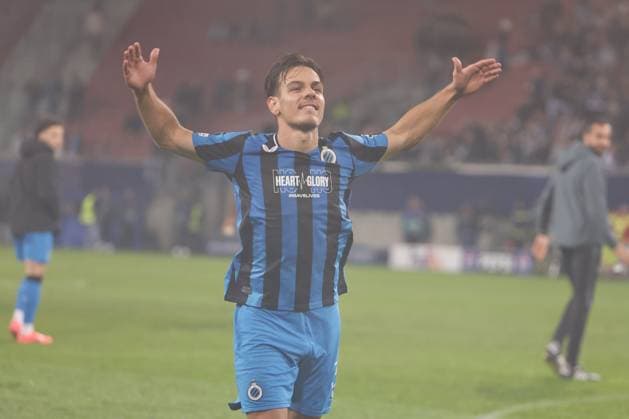 Sturm Graz v Club Brugge - UEFA Champions League KLAGENFURT, AUSTRIA - OCTOBER 02 : Jashari Ardon midfielder of Club Brugge celebrates the win pictured during the UEFA Champions League phase matchday 2 match between Sturm Graz and Club Brugge at the Worthersee Stadion on October 2, 2024 in Klagenfurt, Austria, 02 10 2024 Klagenfurt Austria  Copyright: xJanxDexMeuleneirx