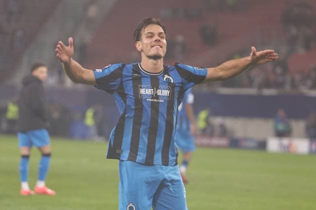 Sturm Graz v Club Brugge - UEFA Champions League KLAGENFURT, AUSTRIA - OCTOBER 02 : Jashari Ardon midfielder of Club Brugge celebrates the win pictured during the UEFA Champions League phase matchday 2 match between Sturm Graz and Club Brugge at the Worthersee Stadion on October 2, 2024 in Klagenfurt, Austria, 02 10 2024 Klagenfurt Austria  Copyright: xJanxDexMeuleneirx