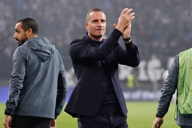 Sturm Graz v Club Brugge - UEFA Champions League KLAGENFURT, AUSTRIA - OCTOBER 02 : Hayen Nicky head coach of Club Brugge celebrates the win pictured during the UEFA Champions League phase matchday 2 match between Sturm Graz and Club Brugge at the Worthersee Stadion on October 2, 2024 in Klagenfurt, Austria, 02 10 2024 Klagenfurt Austria  Copyright: xJanxDexMeuleneirx