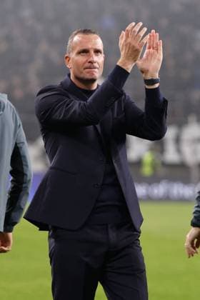 Sturm Graz v Club Brugge - UEFA Champions League KLAGENFURT, AUSTRIA - OCTOBER 02 : Hayen Nicky head coach of Club Brugge celebrates the win pictured during the UEFA Champions League phase matchday 2 match between Sturm Graz and Club Brugge at the Worthersee Stadion on October 2, 2024 in Klagenfurt, Austria, 02 10 2024 Klagenfurt Austria  Copyright: xJanxDexMeuleneirx