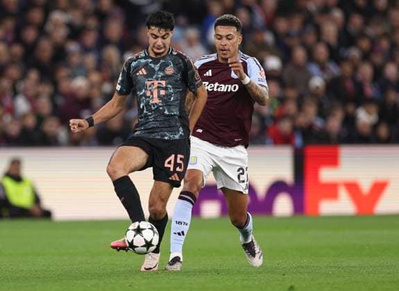 Football - 2024 2025 UEFA Champions League - League Phase - Matchday 2 8 - Aston Villa vs Bayern Munich - Villa Park - Wednesday 2nd October 2024 Morgan Rogers of Aston Villa and Aleksandar Pavlovi? 