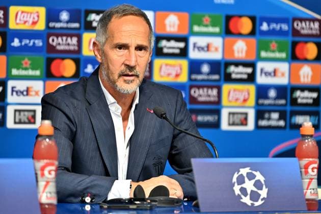 Sport Bilder des Tages Adi Hutter head coach of Monaco talking in press conference, PK, Pressekonferenz after the UEFA Champions League, League phase football match between Dinamo Zagreb and Monaco FOOTBALL : Dinamo Zagreb vs AS Monaco - UEFA Ligue des Champions 2024 2025 - 02 10 2024 IgorKupljenik Panoramic 
