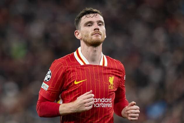 Liverpool v Bologna Champions League 02 10 2024. Liverpool defender Andrew Robertson (26) during the Champions League match between Liverpool and Bologna at Anfield, Liverpool, England on 2 October 2024. Editorial use only , Copyright: xIanxStephenx PSI-20540-0035