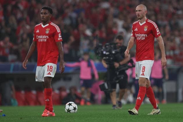 Portugal, Lisbon 2 October 2024 Uefa Champions League phase 2024 25 Matchday 2, S L Benfica Atletico de Madrid v l , Barreiro S L Benfica , Frederik Aursnes S L Benfica after the end of the match Copyright: JoaquimxFerreira