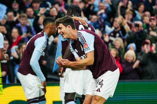 Goal celebration after goal to 1 0 Pau Torres Aston Villa, 14 , after VAR decision, video referee, video evidence BUT CANCELLED ENG, Aston Villa vs FC Bayern Muenchen, Football, UEFA Champions League, Matchday 2, 2024 25, 02 10 2024 ENG, Aston Villa vs FC Bayern Muenchen, Football, UEFA Champions League, Matchday 2, 2024 25, 02 10 2024 Birmingham Copyright: xEibner-Pressefoto MarcelxvonxFehrnx EP_MFN