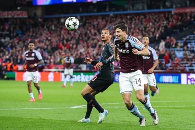 UEFA Champions League League Stage Aston Villa v Bayern Munich Pau Torres of Aston Villa heads the ball during the UEFA Champions League League Stage match Aston Villa vs Bayern Munich at Villa Park, Birmingham, United Kingdom, 2nd October 2024 (Photo by Gareth Evans News Images) Birmingham Villa Park West Midlands United Kingdom Copyright: xGarethxEvans NewsxImagesx