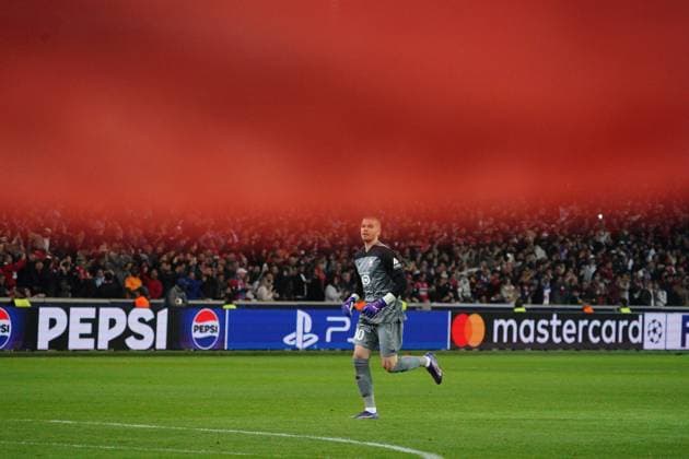 Lucas Chevalier of Lille celebrates after his side scores Lille v Real Madrid, UEFA Champions League, Group Stage, Football, Pierre Mauroy Stadium, Lille, France, 02 Oct 2024 EDITORIAL USE ONLY No use with unauthorised audio, video, data, fixture lists, club league logos or live services. Online in-match use limited to 120 images, no video emulation. No use in betting, games or single club league player publications. Copyright: xDavexWinter Shutterstockx 14750773hl