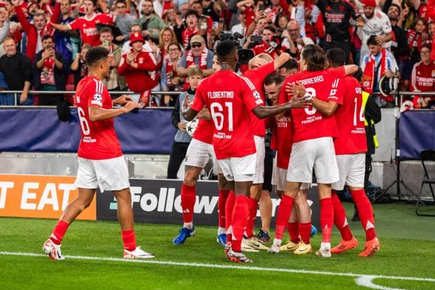 October 2, 2024, Lisbon, Portugal: SL Benfica players celebrate after scoring a goal during the UEFA Champions League football match between SL Benfica and Atletico Madrid at Estadio da Luz Stadium. Lisbon Portugal - ZUMAs197 20241002_aaa_s197_176 Copyright: xHugoxAmaralx